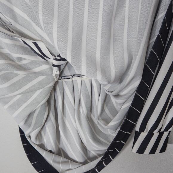 Mary Dobbs Vintage Shirt Dress Black White Stripe Fit Flare Mad Men Secretary M - Picture 9 of 10